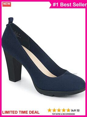 Women's Patent Leather Pumps Closed Round Toe Block High Heels 3 Inch